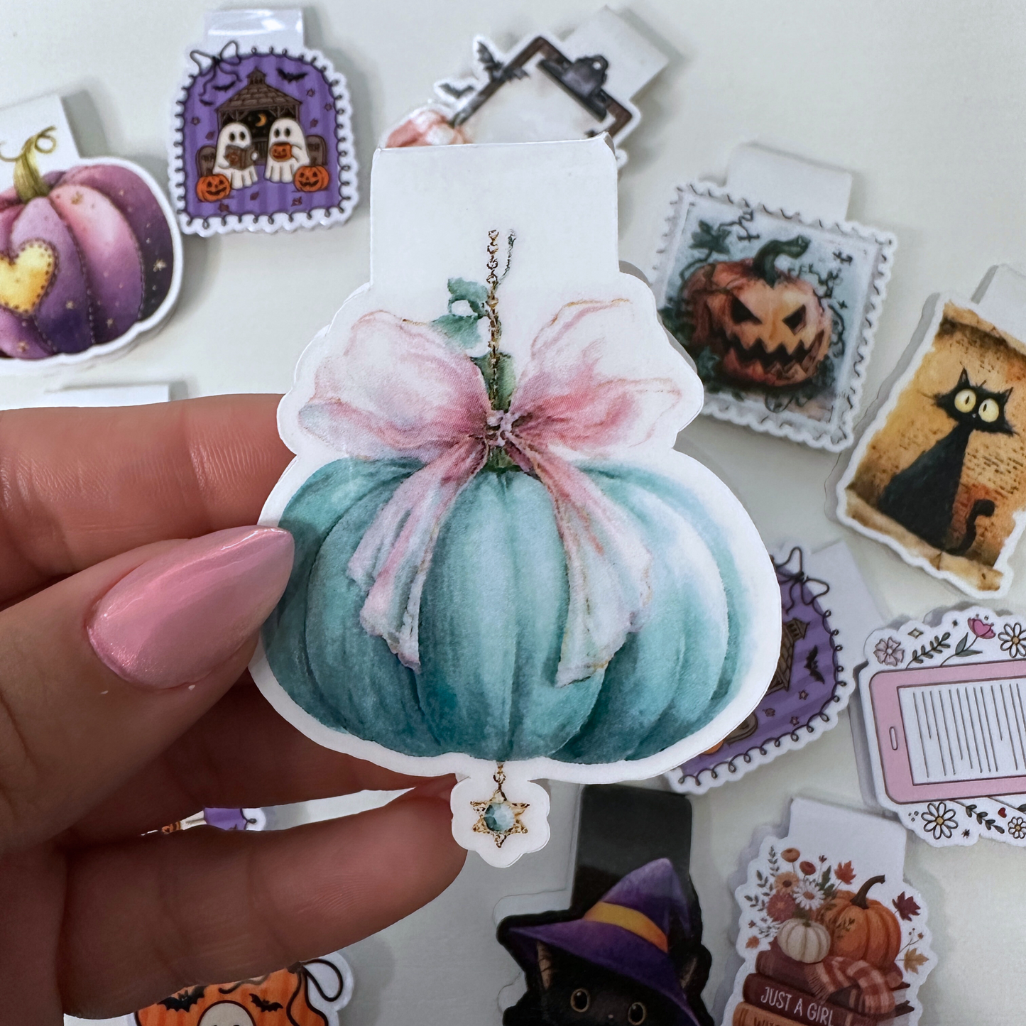 Cute Coquette Pumpkin Magnetic Bookmark