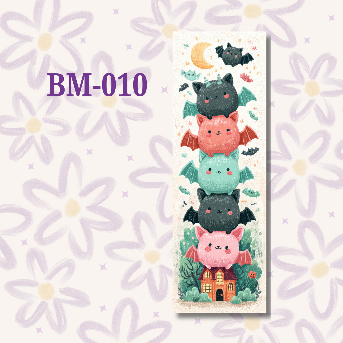 Beary Cute Bats Halloween Bookmarks