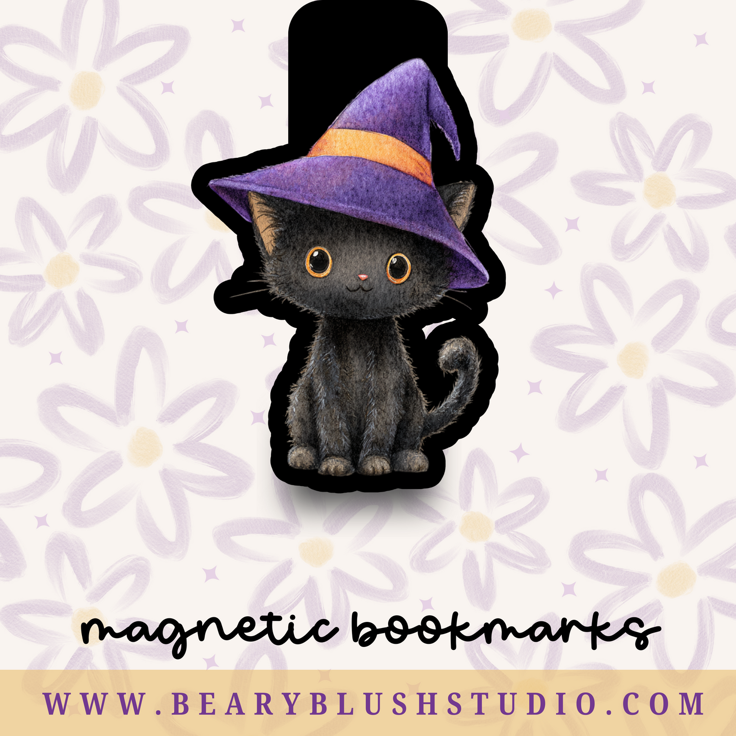 Witch Hat Cat Magnetic Bookmark