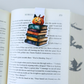 Pumpkin Cat on a Stack of Books Magnetic Bookmarks