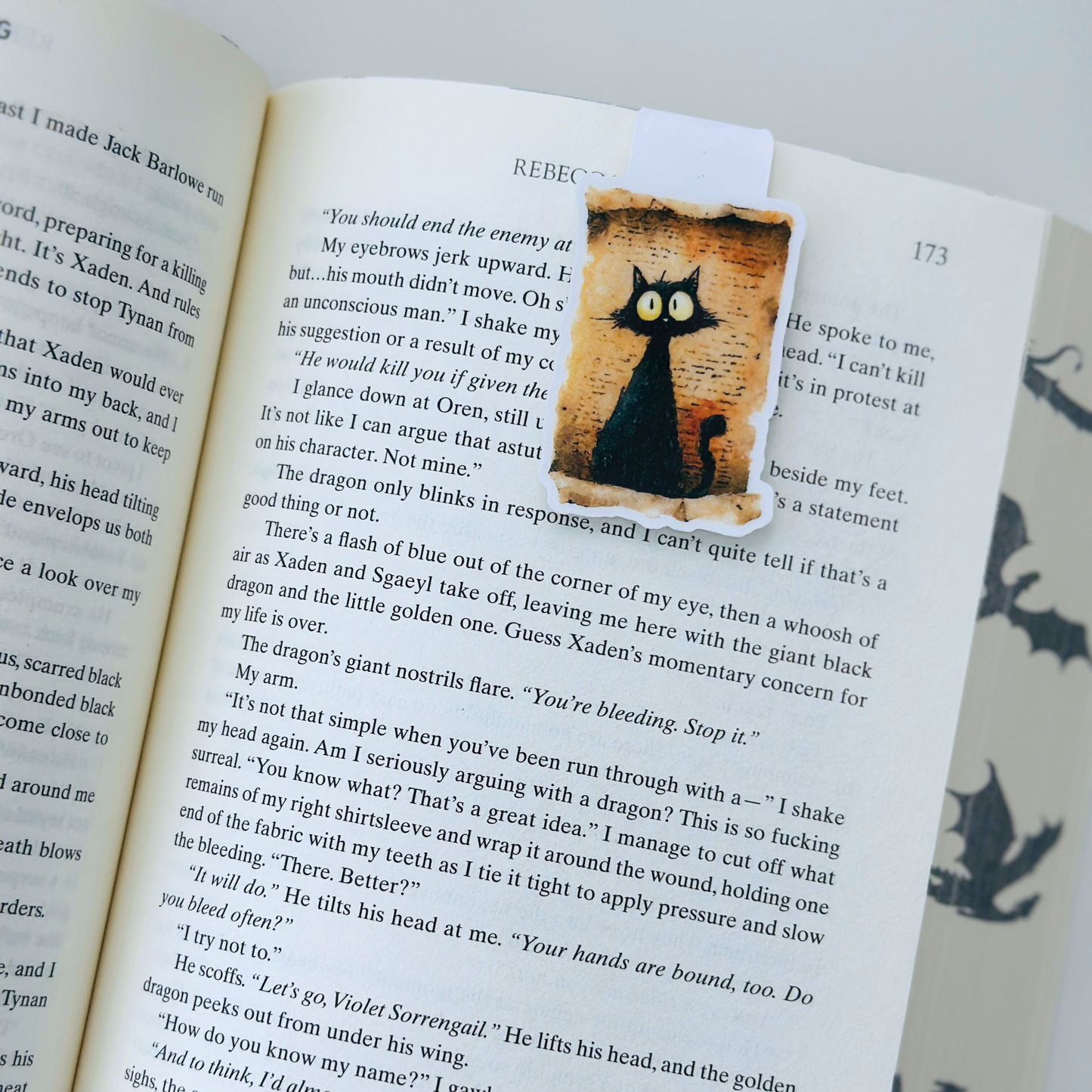 Spooky Cat Stamp Magnetic Bookmark