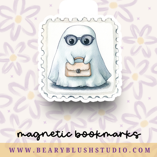 Classy Ghost Stamp Magnetic Bookmark