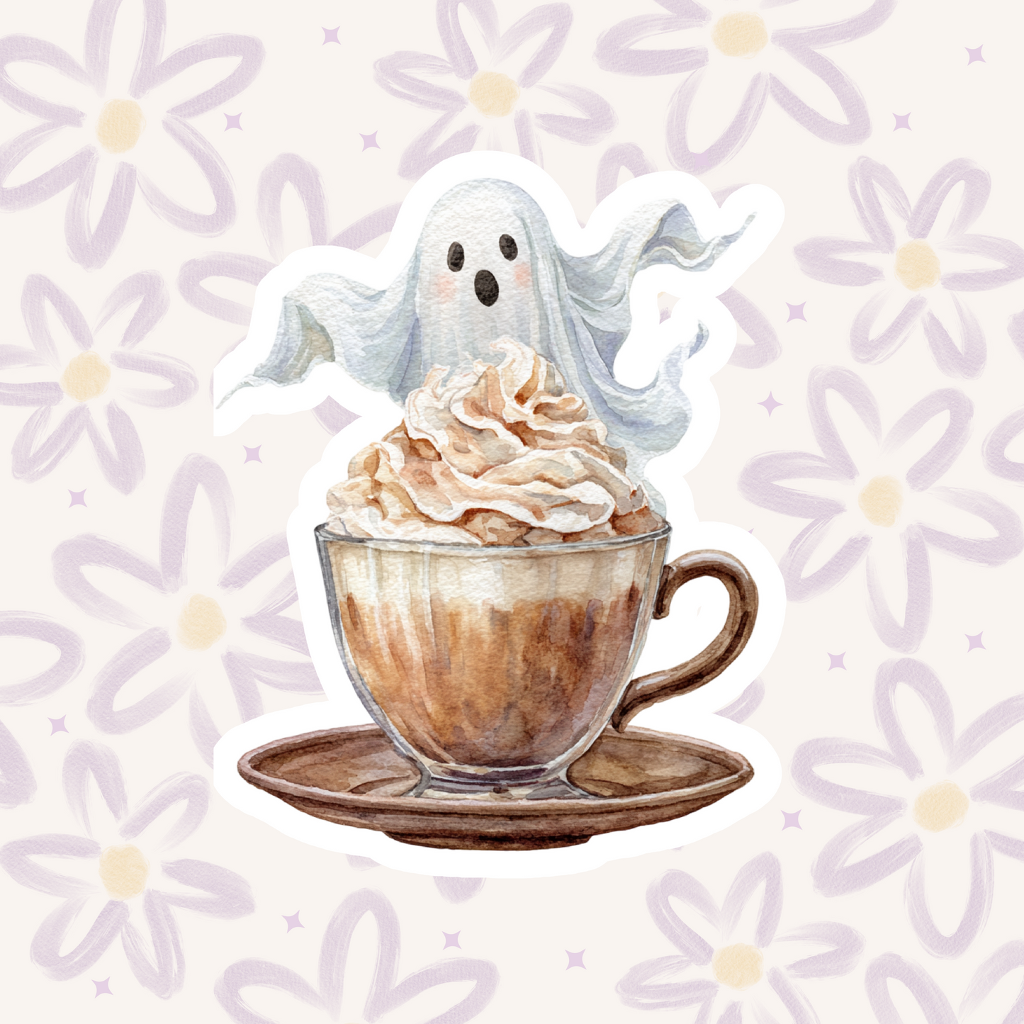 Caramel Latte Spooky Ghost Sticker STI-032