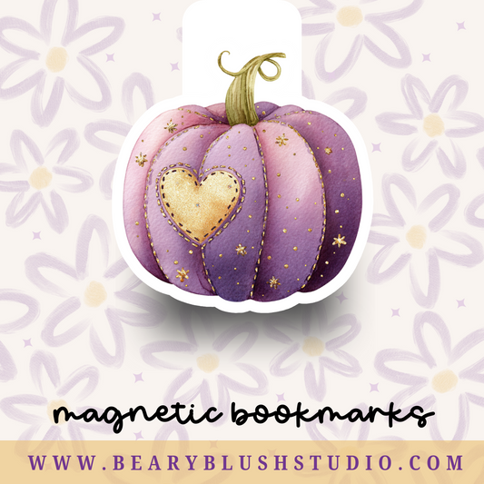 Purple Pumpkin Patch Magnetic Bookmark