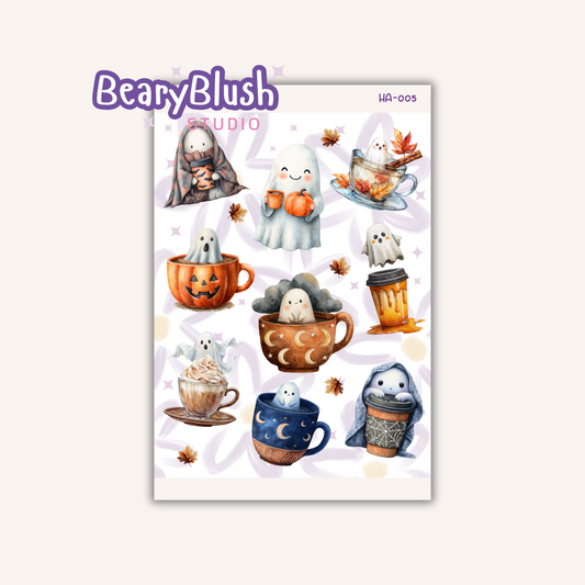 Haunted Cafe Ghosts Sticker Set - HA-005
