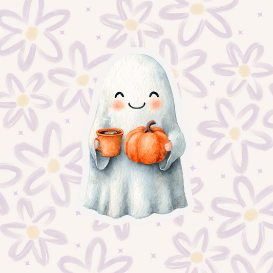 Ghost Pumpkin Spice Coffee Sticker STI-029