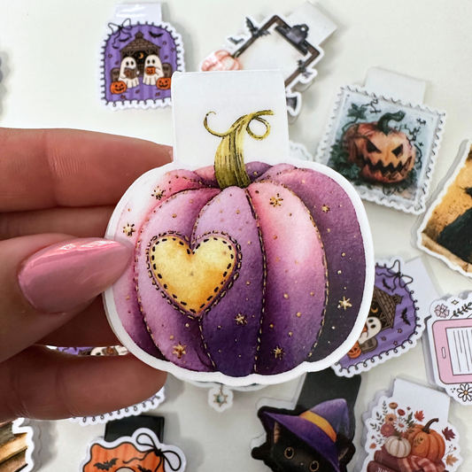 Purple Pumpkin Patch Magnetic Bookmark