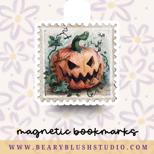 Haunted Pumpkin Patch Stamp Magnetic Bookmark