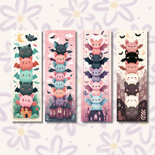Beary Cute Bats Halloween Bookmarks