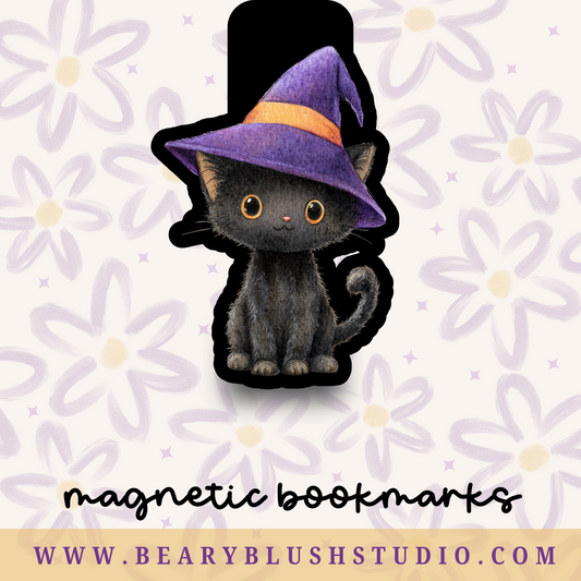 Witch Hat Cat Magnetic Bookmark