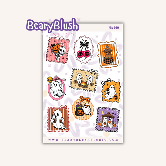 Ghostly Party Frames Sticker Sheet - HA-010