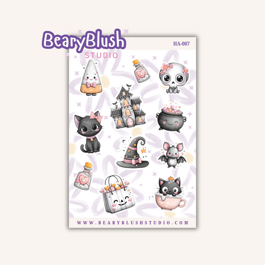 Cute & Gothic Halloween Sticker Sheet HA-007