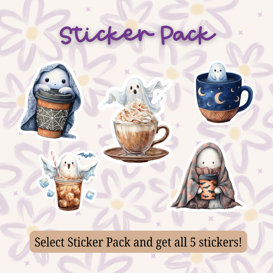 Spooky Iced Coffee Ghost Sticker STI-026