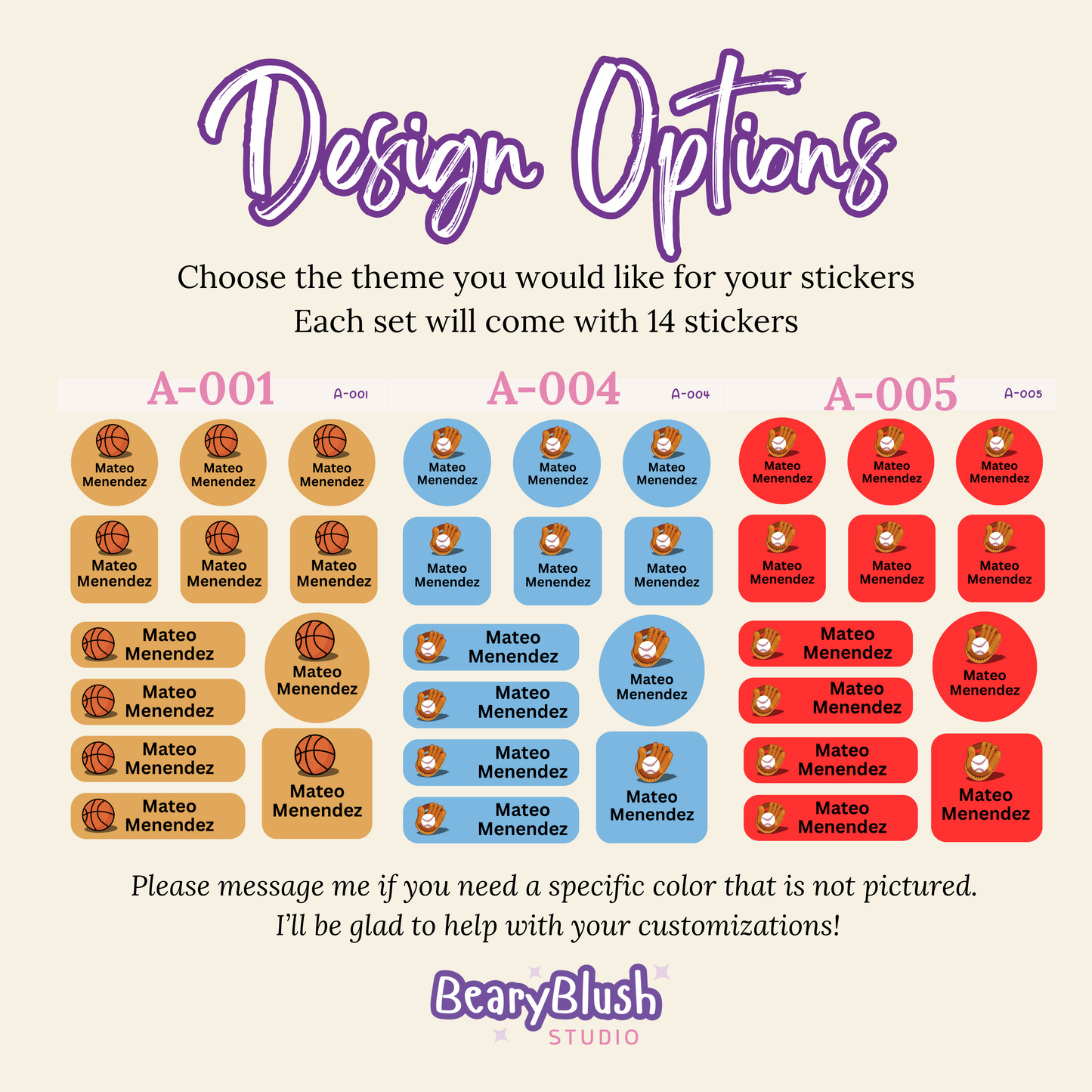 Kids Sports Theme Sticker Labels