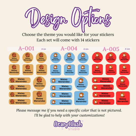 Kids Sports Theme Sticker Labels
